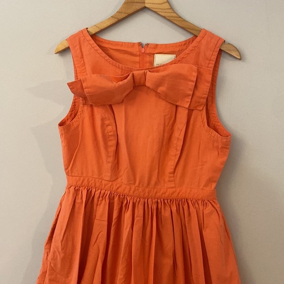 Modcloth Women's Size Large Revel and Relish Coral Orange Retro Bow Sun Dress - Picture 3 of 10